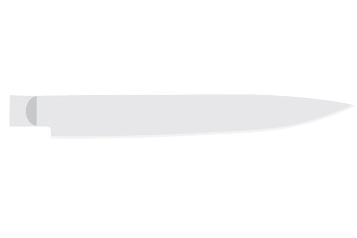 Slicing knife blade. Described under heading Slicing knife.