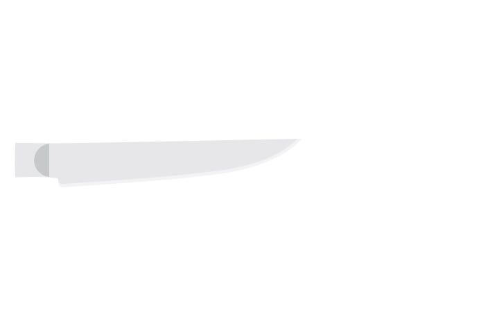 Steak knife blade.  Described under heading Steak knife.